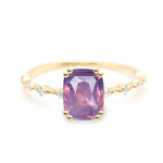 Pink-Purple Cushion Brilliant 2.05ct Sri-Lankan Sapphire - Lelya - bespoke engagement and wedding rings made in Scotland, UK