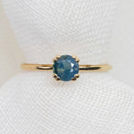 Round Brilliant Cut 1.56ct Teal Madagascan Sapphire - Lelya - bespoke engagement and wedding rings made in Scotland, UK