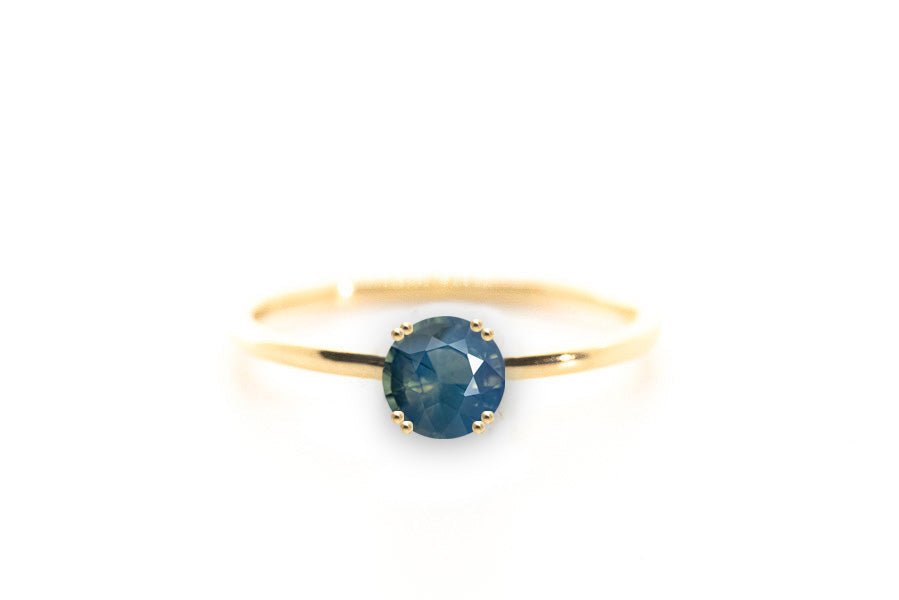 Round Brilliant Cut 1.56ct Teal Madagascan Sapphire - Lelya - bespoke engagement and wedding rings made in Scotland, UK
