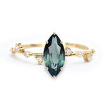 Teal Marquise Brilliant Cut 0.88ct Sapphire - Lelya - bespoke engagement and wedding rings made in Scotland, UK