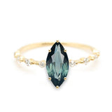 Teal Marquise Brilliant Cut 0.88ct Sapphire - Lelya - bespoke engagement and wedding rings made in Scotland, UK
