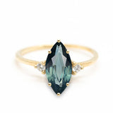 Teal Marquise Brilliant Cut 0.88ct Sapphire - Lelya - bespoke engagement and wedding rings made in Scotland, UK