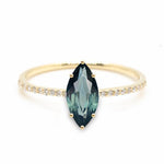 Teal Marquise Brilliant Cut 0.88ct Sapphire - Lelya - bespoke engagement and wedding rings made in Scotland, UK