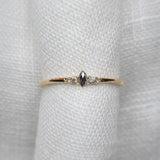 Wee Dark Salt and Pepper Marquise Diamond Ripple Band - Lelya - bespoke engagement and wedding rings made in Scotland, UK