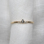 Wee Dark Salt and Pepper Pear Diamond Ripple Band - Lelya - bespoke engagement and wedding rings made in Scotland, UK