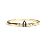 Wee Dark Salt and Pepper Pear Diamond Ripple Band - Lelya - bespoke engagement and wedding rings made in Scotland, UK