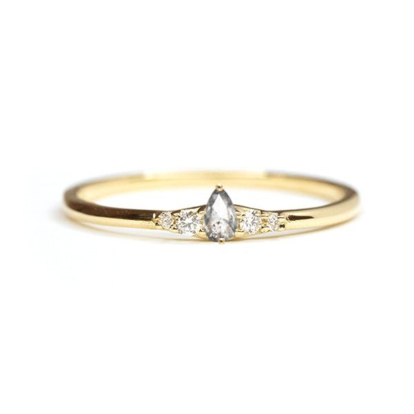 Wee Light Salt and Pepper Pear Diamond Ripple Band - Lelya - bespoke engagement and wedding rings made in Scotland, UK