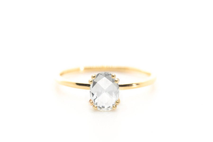 White Oval Rose Cut 0.42ct Diamond - Lelya - bespoke engagement and wedding rings made in Scotland, UK
