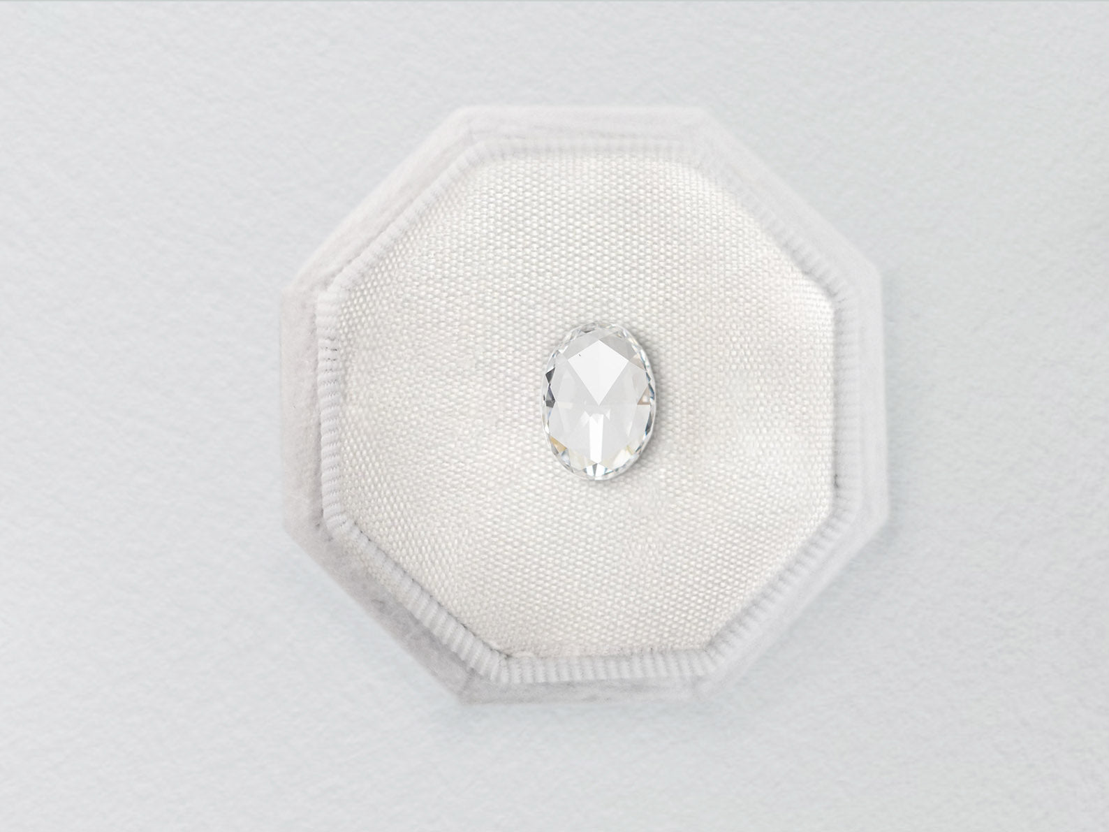 White Oval Rose Cut 0.42ct Diamond - Lelya - bespoke engagement and wedding rings made in Scotland, UK