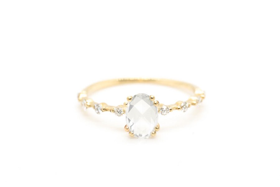 White Oval Rose Cut 0.7ct Diamond - Lelya - bespoke engagement and wedding rings made in Scotland, UK